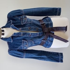 Vintage Belted GASP Puffed Sleeve Jean Jacket